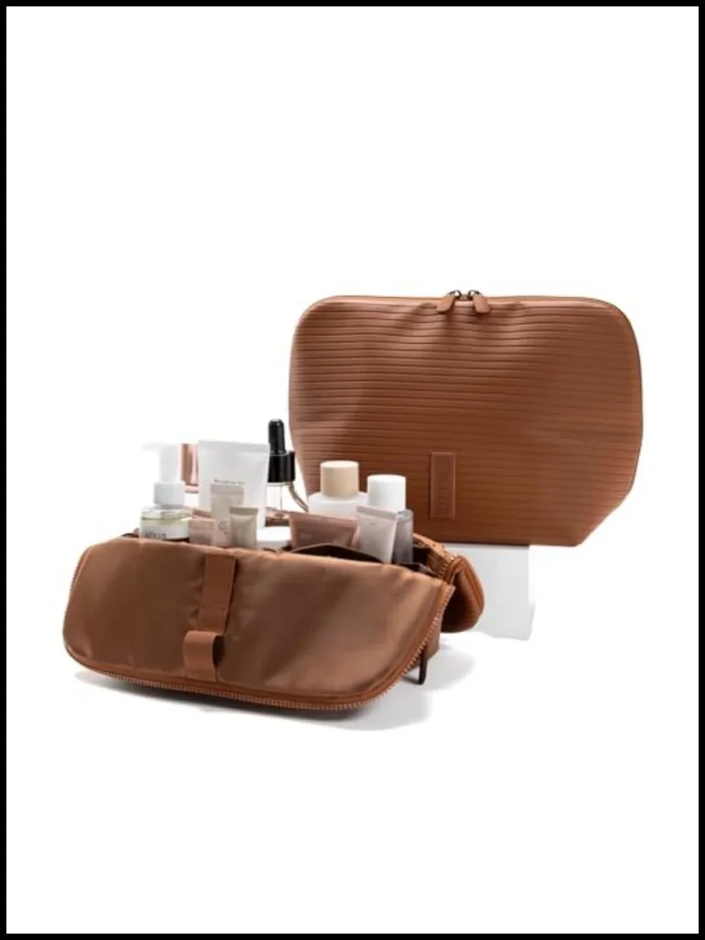 Vertical Waterproof Makeup & Toiletry Organizer | 23-Pocket Fold-Down Vegan